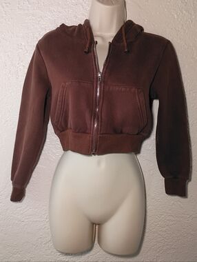 Shein Brown Cropped Hoodie